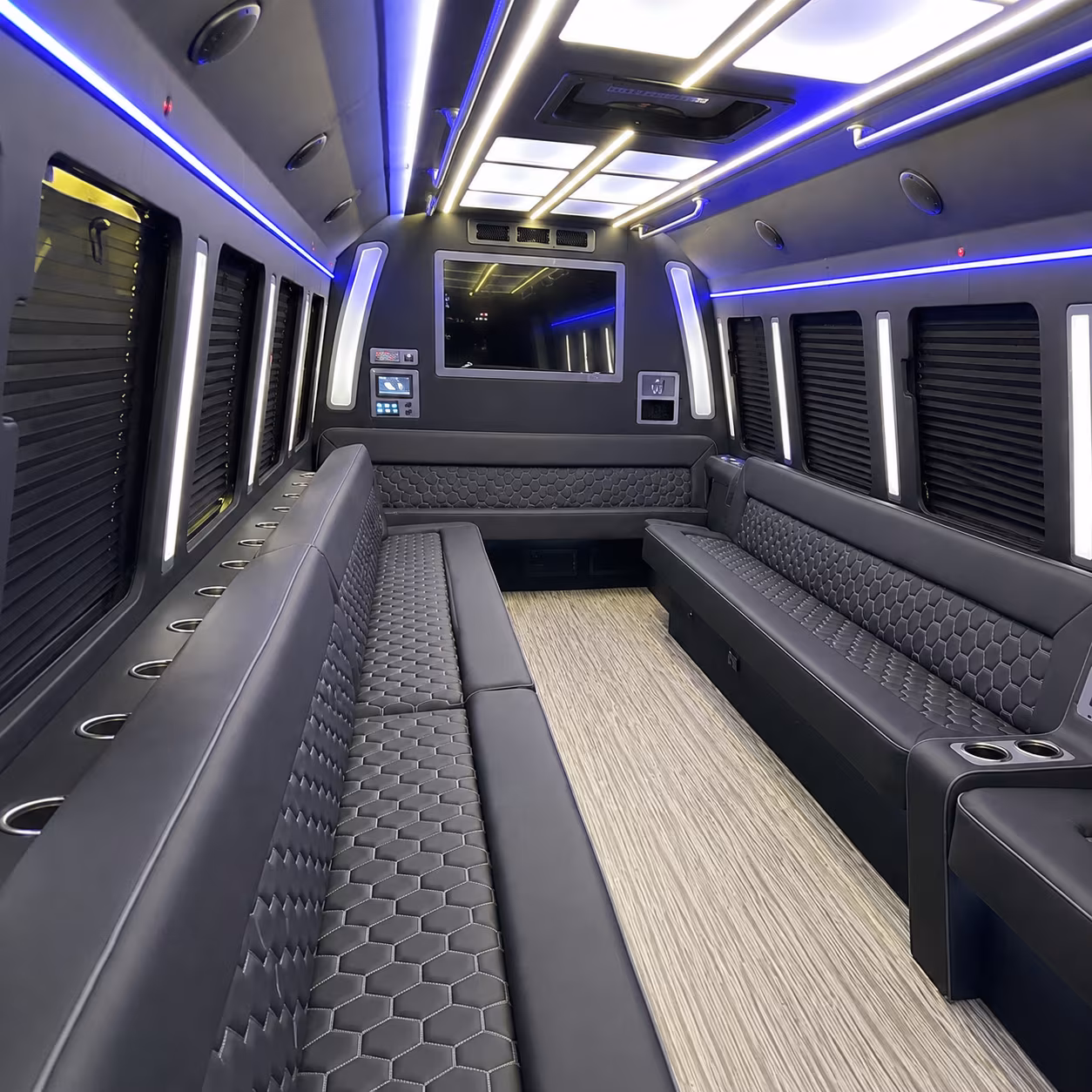 trenton 40 passenger party bus inside